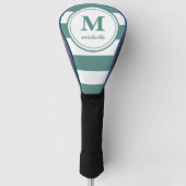 Groene strepen | Golf | monogram met gepersonalise Golfheadcover (Voorkant)