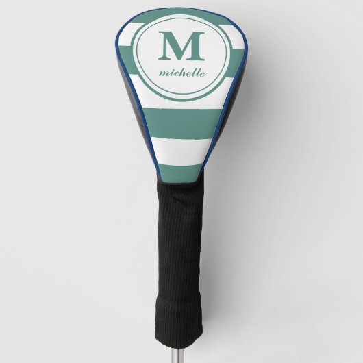 Groene strepen | Golf | monogram met gepersonalise Golfheadcover (Voorkant)