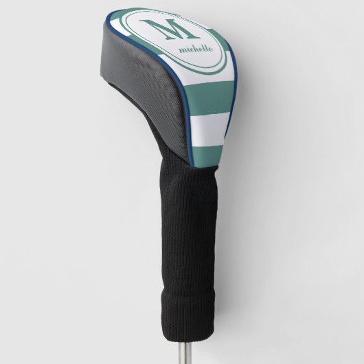 Groene strepen | Golf | monogram met gepersonalise Golfheadcover (Schuin)