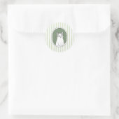 Groene Strepen Kat Ronde Sticker (Tas)