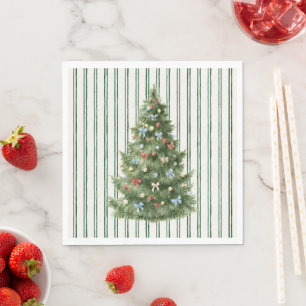 Groene Strepen Kerstboom Servet
