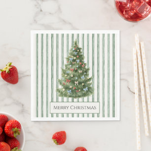 Groene Strepen Kerstboom Servet