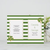 Groene strepen klaver gevouwen Iers trouwprogramma (Staand voorkant)