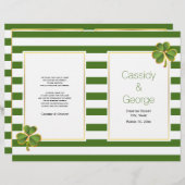 Groene strepen klaver gevouwen Iers trouwprogramma (Voorkant / Achterkant)