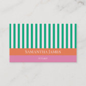 Groene strepen Kleurrijk Roze Sinaasappel Visitekaartje (Voorkant)