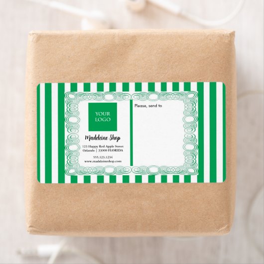 Groene strepen & krullend Lijst & Logo Etiket (Insitu)