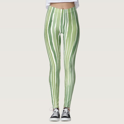 Groene Strepen  Leggings (Voorkant)