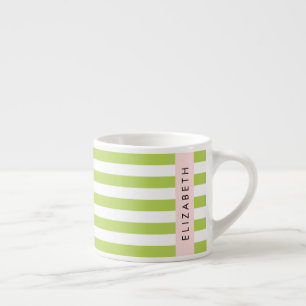 Groene strepen, lijnen, streeppatroon, Jouw naam Espresso Kop