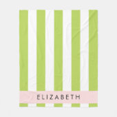 Groene strepen, lijnen, streeppatroon, Jouw naam Fleece Deken (Voorkant)