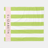 Groene strepen, lijnen, streeppatroon, Jouw naam Fleece Deken (Voorkant (Horizontaal))