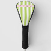 Groene strepen, lijnen, streeppatroon, Jouw naam Golfheadcover (Voorkant)