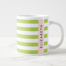 Groene strepen, lijnen, streeppatroon, Jouw naam Grote Koffiekop