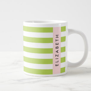 Groene strepen, lijnen, streeppatroon, Jouw naam Grote Koffiekop
