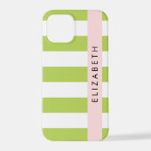 Groene strepen, lijnen, streeppatroon, Jouw naam iPhone Hoesje (Achterkant)