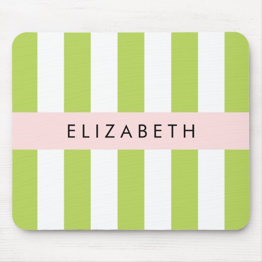 Groene strepen, lijnen, streeppatroon, Jouw naam Muismat (Voorkant)