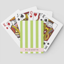 Groene strepen, lijnen, streeppatroon, Jouw naam Pokerkaarten