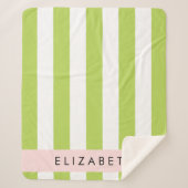 Groene strepen, lijnen, streeppatroon, Jouw naam Sherpa Deken (Voorkant)