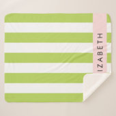 Groene strepen, lijnen, streeppatroon, Jouw naam Sherpa Deken (Voorkant (horizontaal))