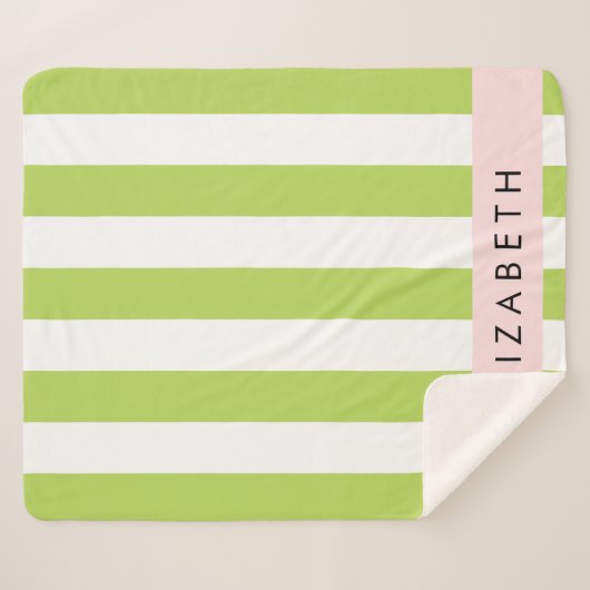 Groene strepen, lijnen, streeppatroon, Jouw naam Sherpa Deken (Voorkant (horizontaal))