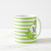 Groene strepen Limoen Citrusvruchten Plakjes Monog Koffiemok (Voorkant rechts)