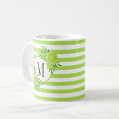 Groene strepen Limoen Citrusvruchten Plakjes Monog Koffiemok (Voorkant links)