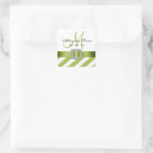Groene Strepen Lint Monogram Bruiloft Favor Label (Tas)