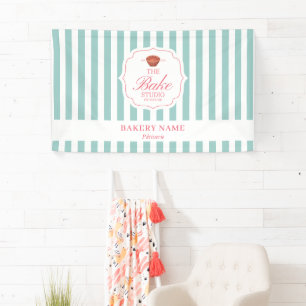 Groene Strepen Logo Muur Pop-Up Winkel Leverancier Spandoek