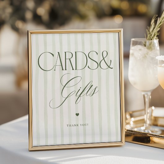 Groene Strepen Luxe Script Kaarten en Cadeaus Bord Poster