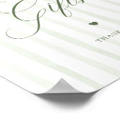 Groene Strepen Luxe Script Kaarten en Cadeaus Bord Poster (Hoek)