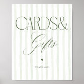Groene Strepen Luxe Script Kaarten en Cadeaus Bord Poster (Voorkant)