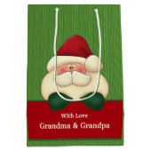 Groene strepen met feestelijke kerstkerstmis medium cadeauzakje (Achterkant)