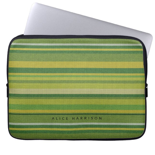 Groene strepen Mexicaanse stof stijl Laptop Sleeve (Voorkant)
