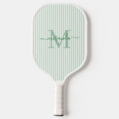 Groene Strepen Monogram Naam Pickleball Paddle (Achterkant)