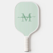 Groene Strepen Monogram Naam Pickleball Paddle (Voorkant)