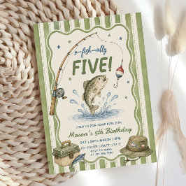 Groene Strepen O-Fish-Ally Vijf Verjaardag Kaart