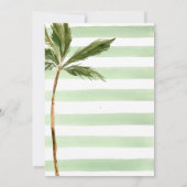 Groene strepen palmen strand bruiloft kaart (Achterkant)