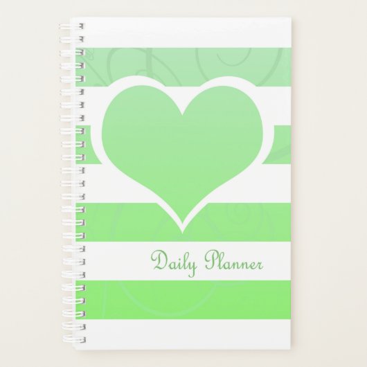 Groene strepen Pastel hart dagelijks Planner (Voorkant)