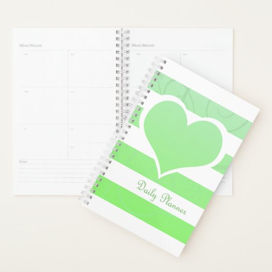 Groene strepen Pastel hart dagelijks Planner (Display)