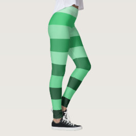 Groene Strepen Patroon Kleur Blok Leggings