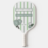 Groene Strepen Perfecte Match Koppels Pickleball Paddle (Voorkant)