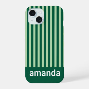 GROENE STREPEN PERSOONLIJKE NAAM STIJLVOOL MODERN iPhone 15 CASE