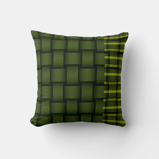 Groene strepen retro grafisch ontwerp kussen (Voorkant)