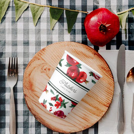 Groene Strepen & Rode Granaatappel  Papieren Bekers