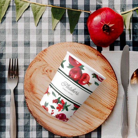 Groene Strepen & Rode Granaatappel  Papieren Bekers