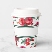 Groene Strepen & Rode Granaatappel  Papieren Bekers (Achterkant)