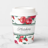 Groene Strepen & Rode Granaatappel  Papieren Bekers (Voorkant)