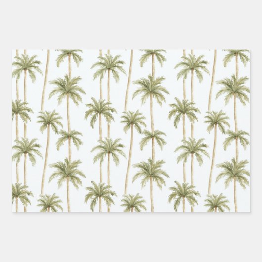 Groene Strepen Roze Flamingo Palmbomen Verjaardag Inpakpapier Vel (Voorkant 2)