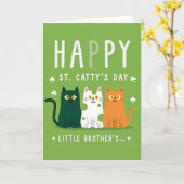 Groene Strepen St. Katten Dag Kaart (Gele Bloem)