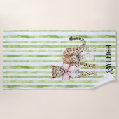 Groene strepen van luipaard strandlaken (Voorkant)