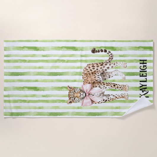 Groene strepen van luipaard strandlaken (Voorkant)